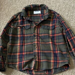 Old Navy Kids Plaid Button-Down Shirt - Olive and Navy